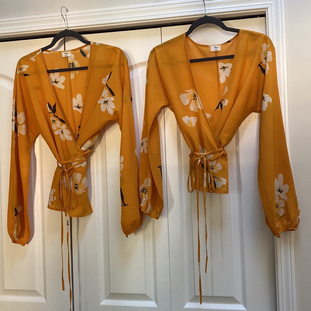 Aritzia WILFRED Lilia Floral Wrap Blouse with Ties available in S and L - Picture 5 of 16